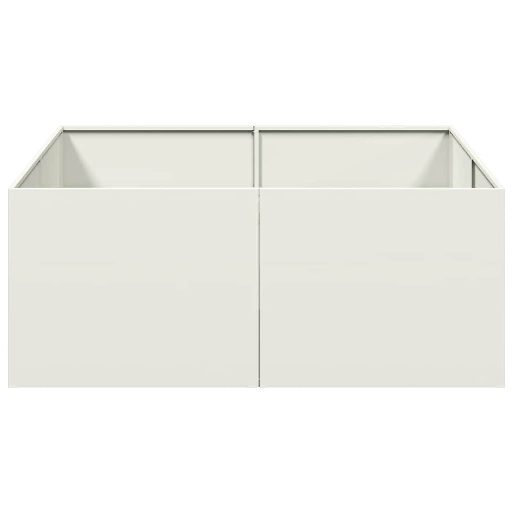 vidaXL Ζαρντινιέρα Λευκή 100x100x40 εκ. από Χάλυβα