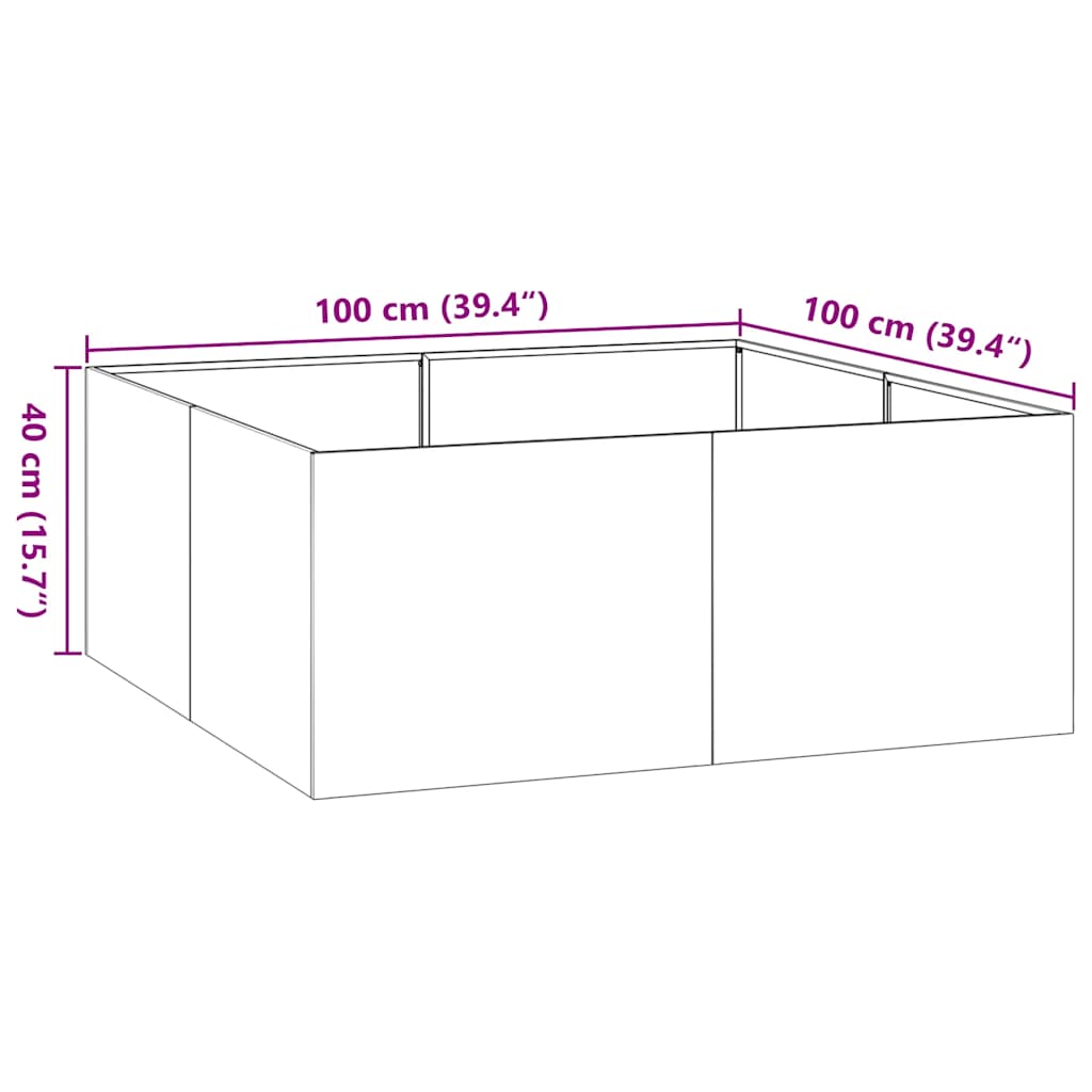 vidaXL Ζαρντινιέρα Ανθρακί 100x100x40 εκ. από Χάλυβα