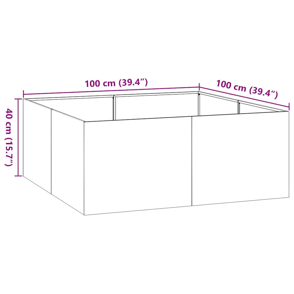 vidaXL Ζαρντινιέρα 100x100x40 εκ. από Ανοξείδωτο Ατσάλι