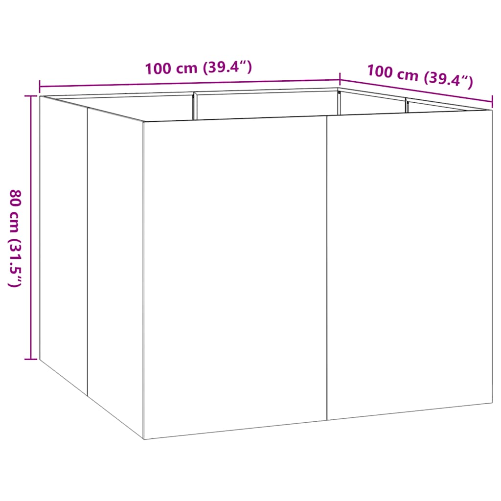vidaXL Ζαρντινιέρα 100x100x80 εκ. από Γαλβανισμένο Ατσάλι