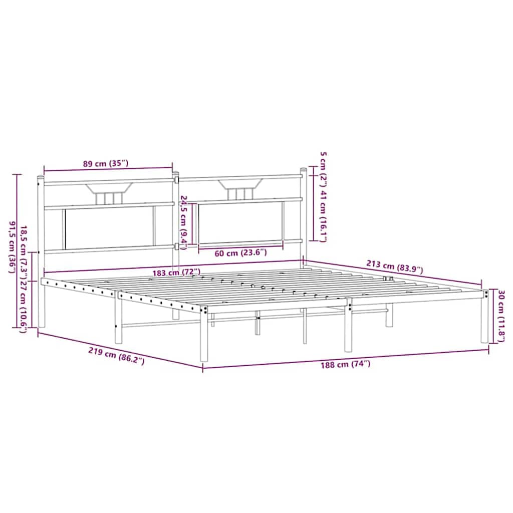 vidaXL Πλαίσιο Κρεβατιού Χωρ. Στρώμα Καφέ Δρυς 183x213 εκ Επεξ. Ξύλο