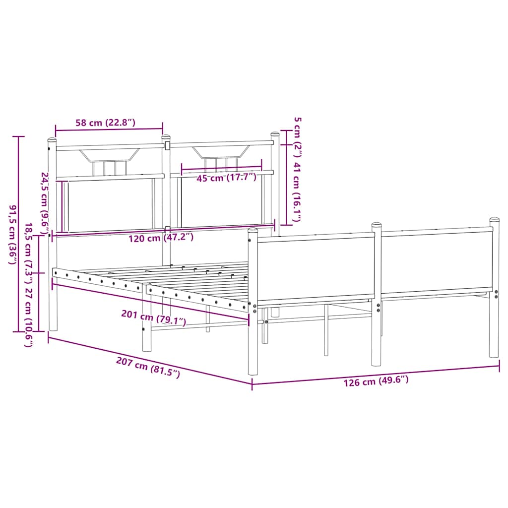 vidaXL Πλαίσιο Κρεβατιού Χωρ. Στρώμα Sonoma Δρυς 120x200εκ. Επ. Ξύλο