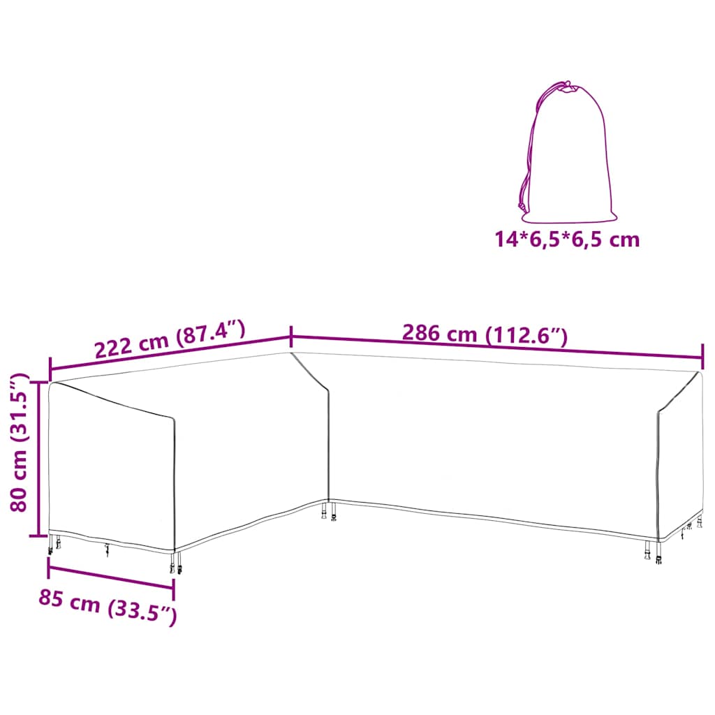 vidaXL Κάλυμμα Επίπλων Εξωτερικού Χώρου 286 x 222 x 80 εκ. Ύφασμα 420D