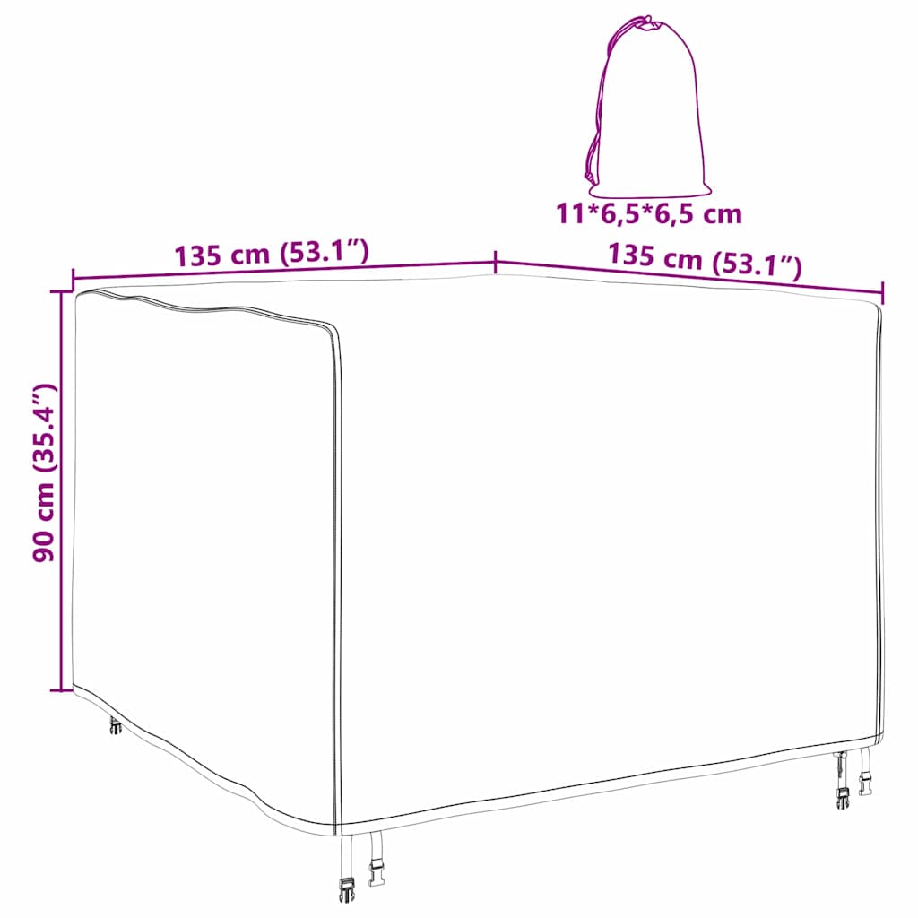 vidaXL Κάλυμμα Επίπλων Εξωτερικού Χώρου 135 x 135 x 90 cm Ύφασμα 600D
