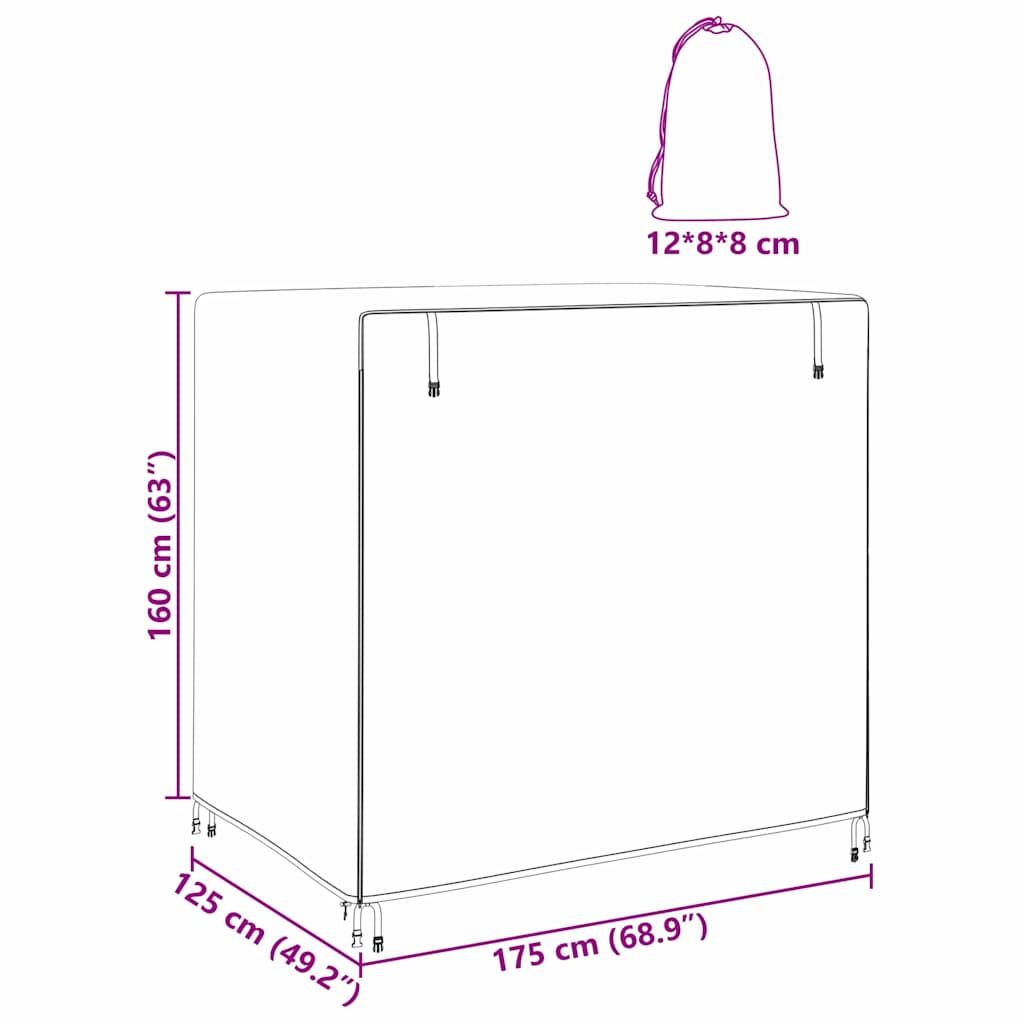 vidaXL Κάλυμμα Επίπλων Εξωτερικού Χώρου 175 x 125 x 160 εκ Ύφασμα 600D