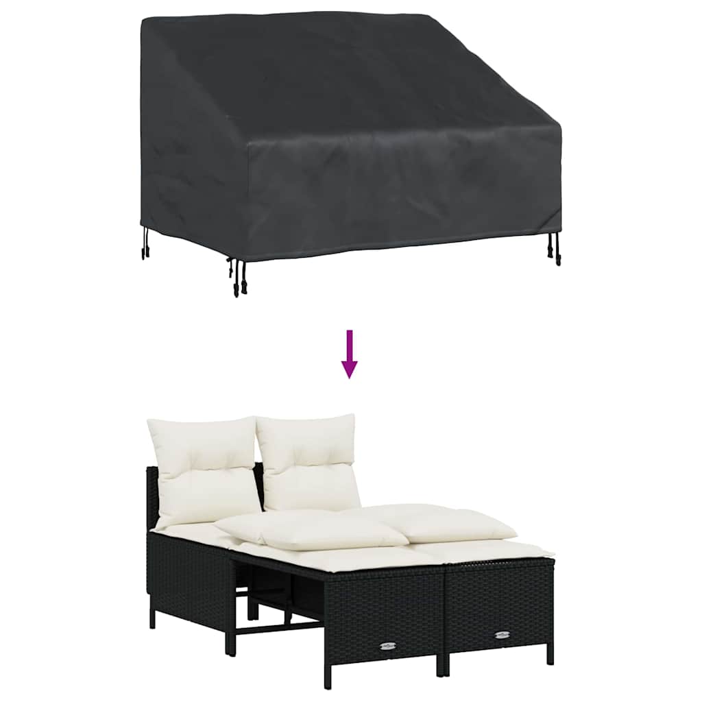 vidaXL Κάλυμμα Παγκάκι Κήπου Μαύρο 130 x 95 x 40 / 80 εκ Ύφασμα 600D