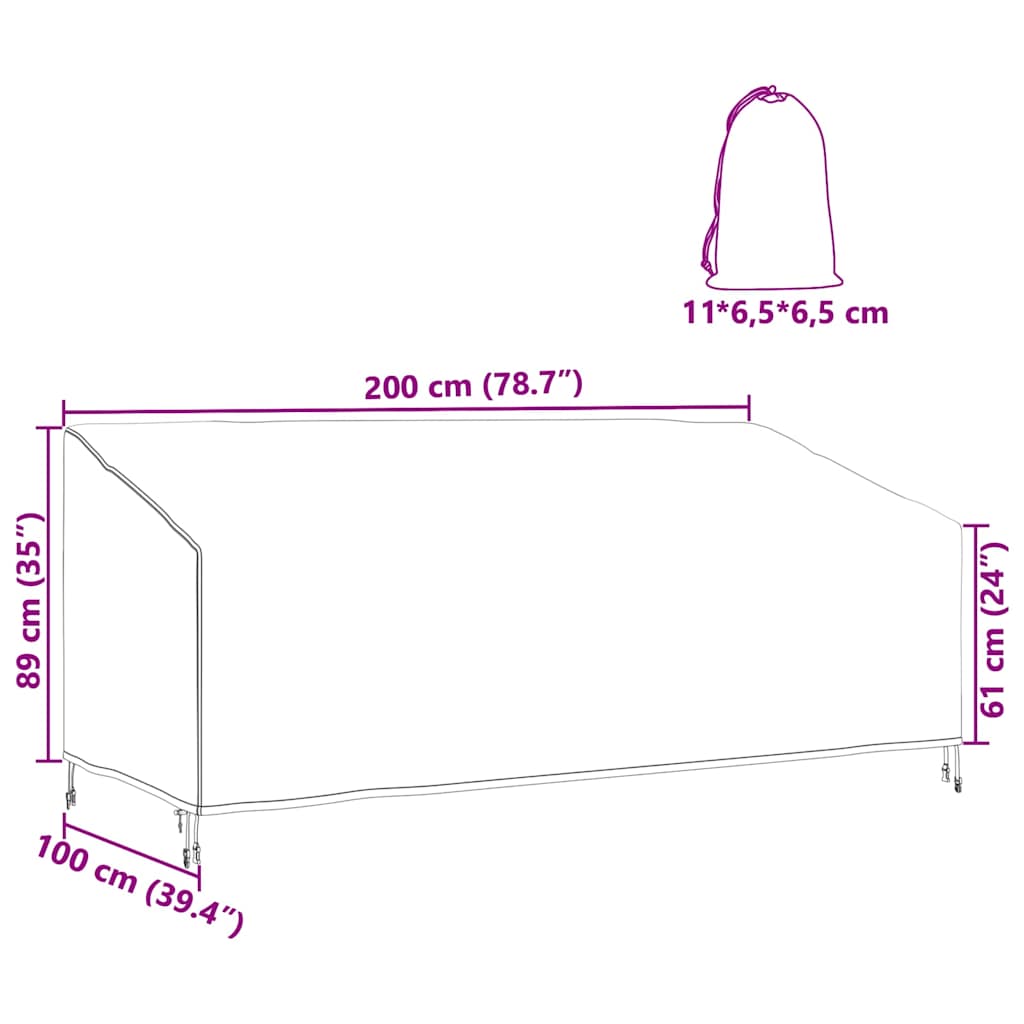vidaXL Κάλυμμα Επίπλων Εξωτερικού Χώρου 200 x 100 x 89 εκ