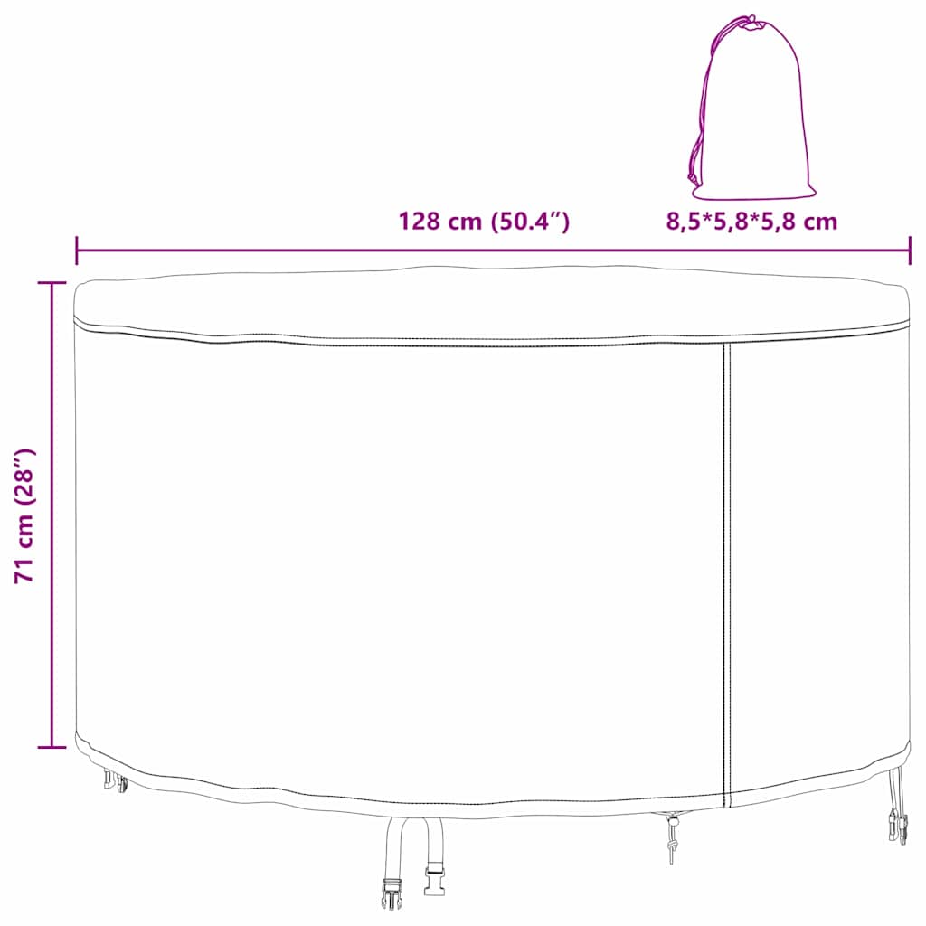 vidaXL Κάλυμμα επίπλων εξωτερικού χώρου 128 x 128 x 71 εκ. Ύφασμα 210D