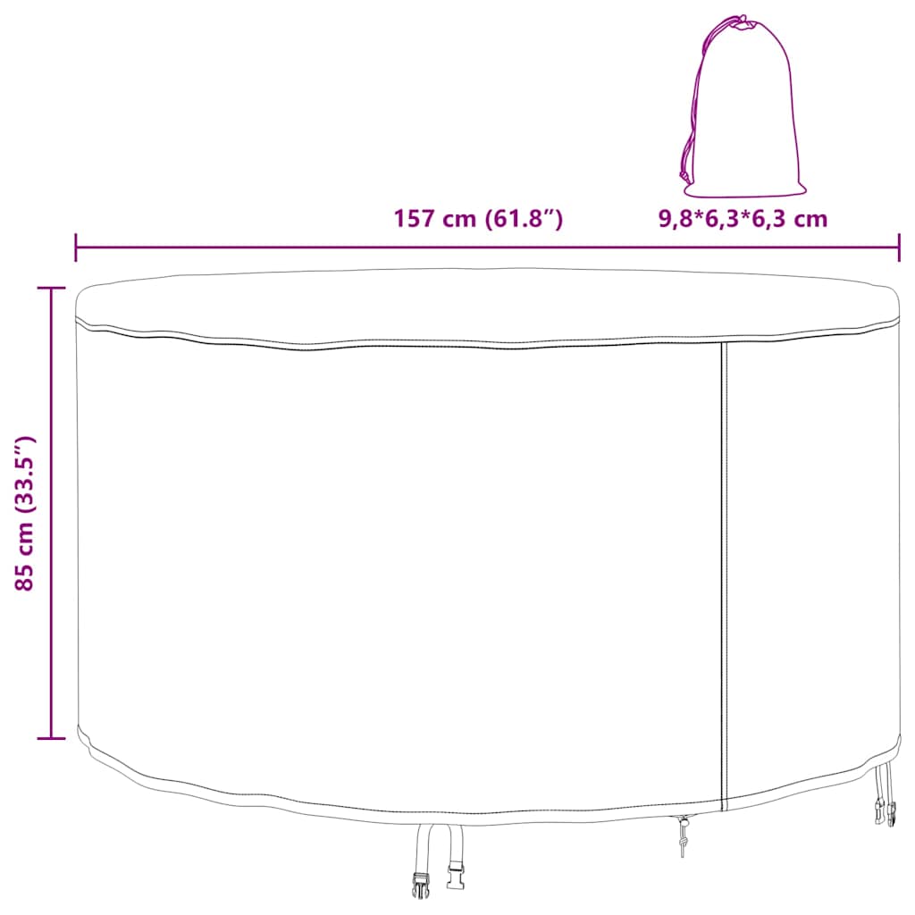 vidaXL Κάλυμμα επίπλων εξωτερικού χώρου 157 x 157 x 85 εκ. Ύφασμα 210D