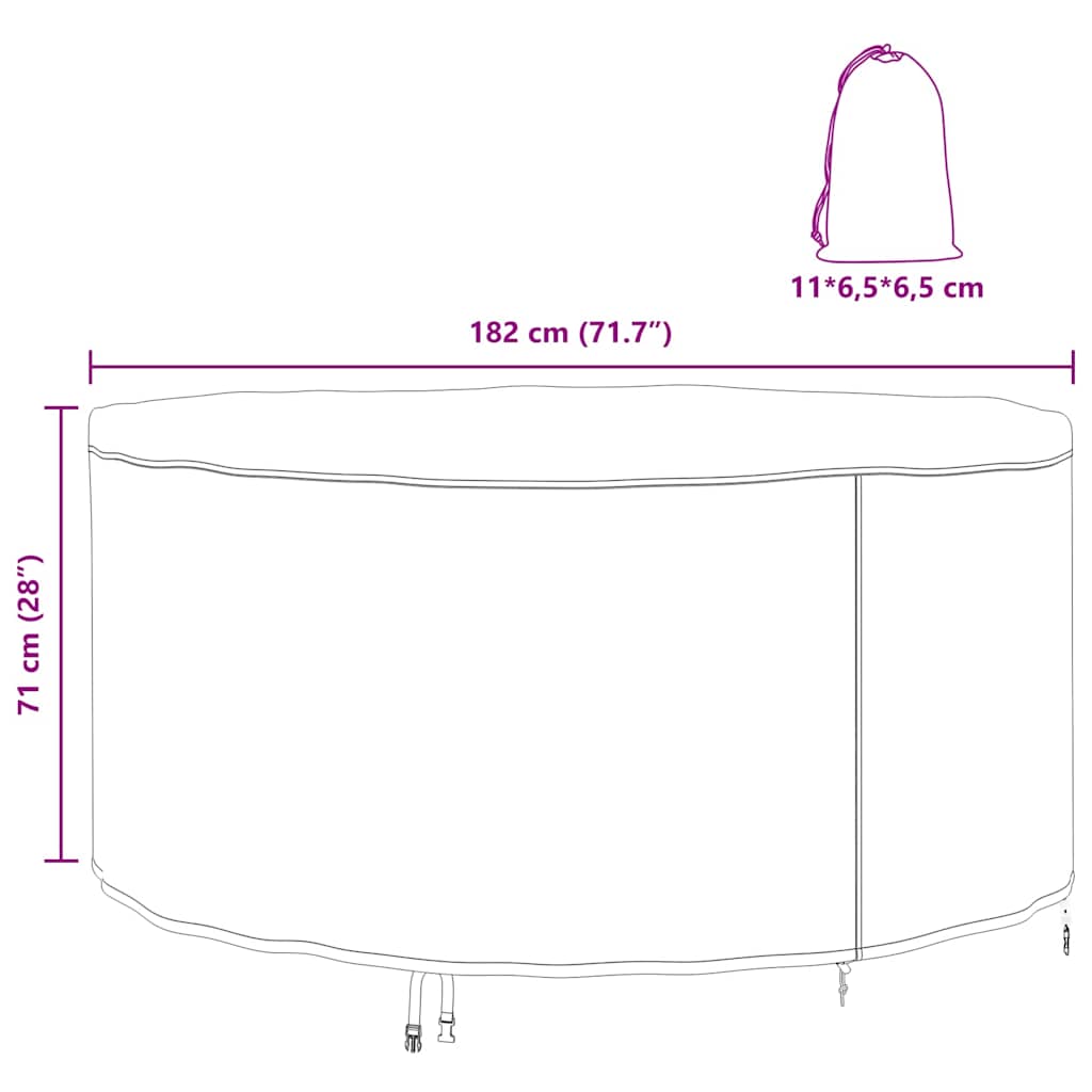 vidaXL Κάλυμμα επίπλων εξωτερικού χώρου 182 x 182 x 71 εκ. Ύφασμα 420D