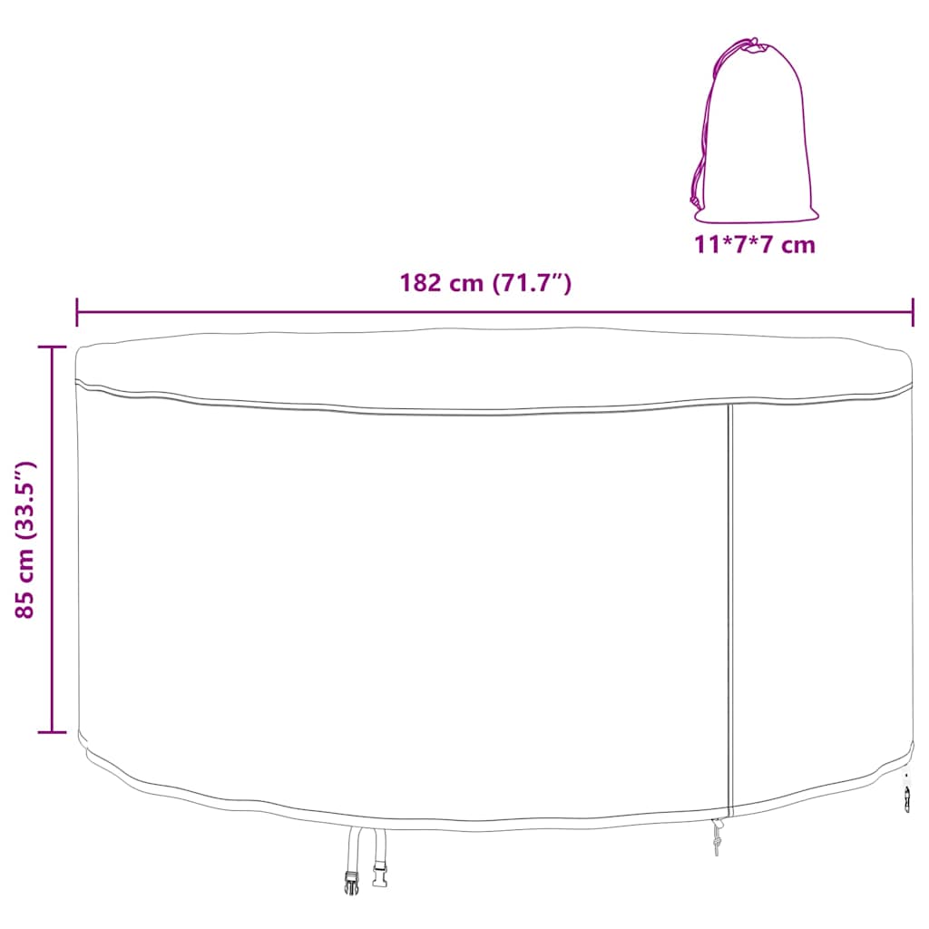 vidaXL Κάλυμμα επίπλων εξωτερικού χώρου 182 x 182 x 85 εκ. Ύφασμα 210D