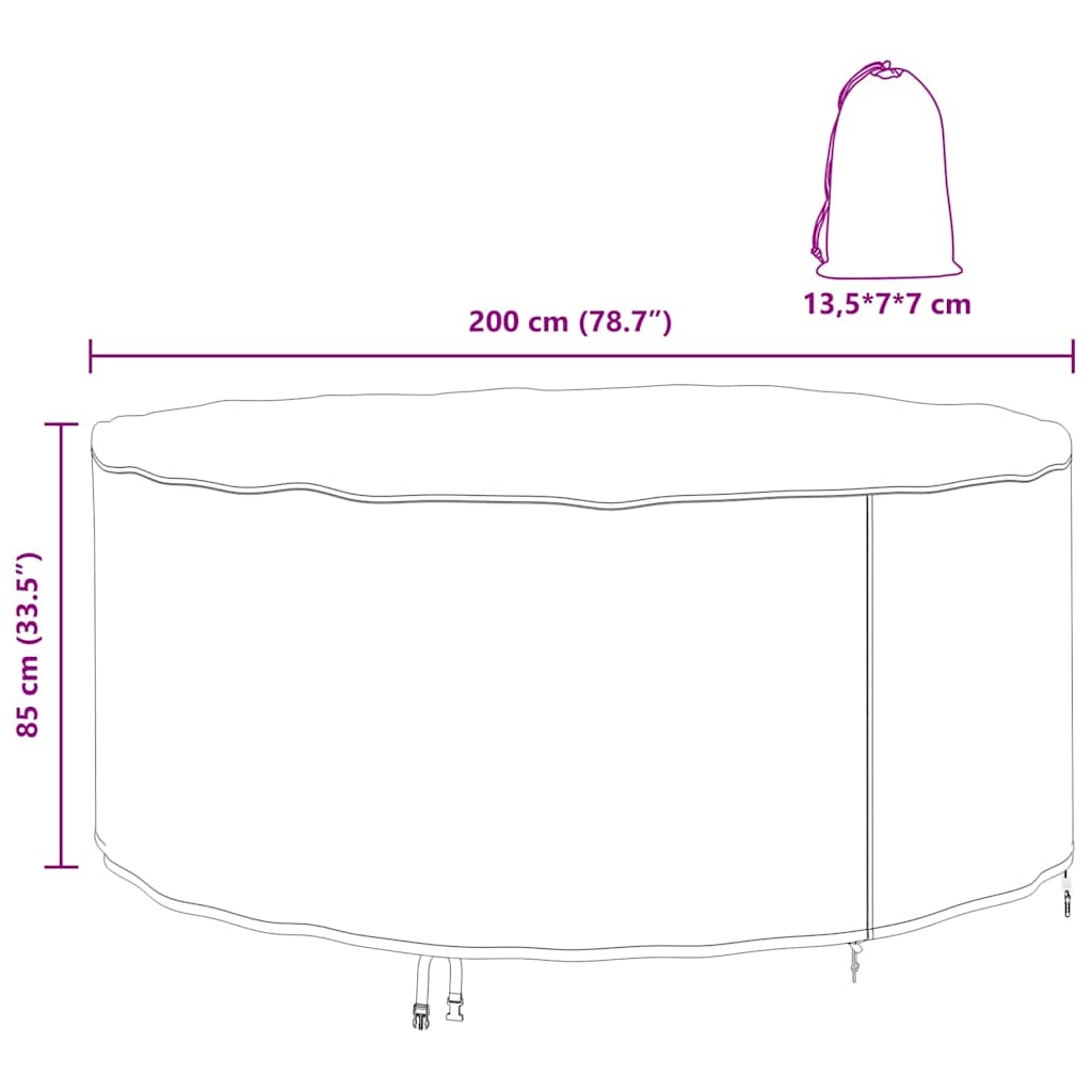 vidaXL Κάλυμμα επίπλων εξωτερικού χώρου 200 x 200 x 85 εκ. Ύφασμα 600D