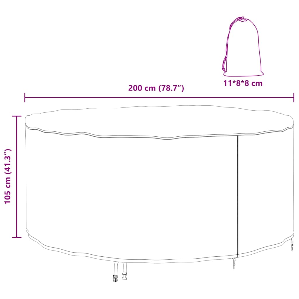 vidaXL Κάλυμμα επίπλων εξωτερικού χώρου 200 x 200 x 105 εκ.