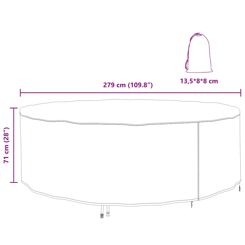 vidaXL Κάλυμμα επίπλων εξωτερικού χώρου 279 x 279 x 71 εκ. Ύφασμα 600D