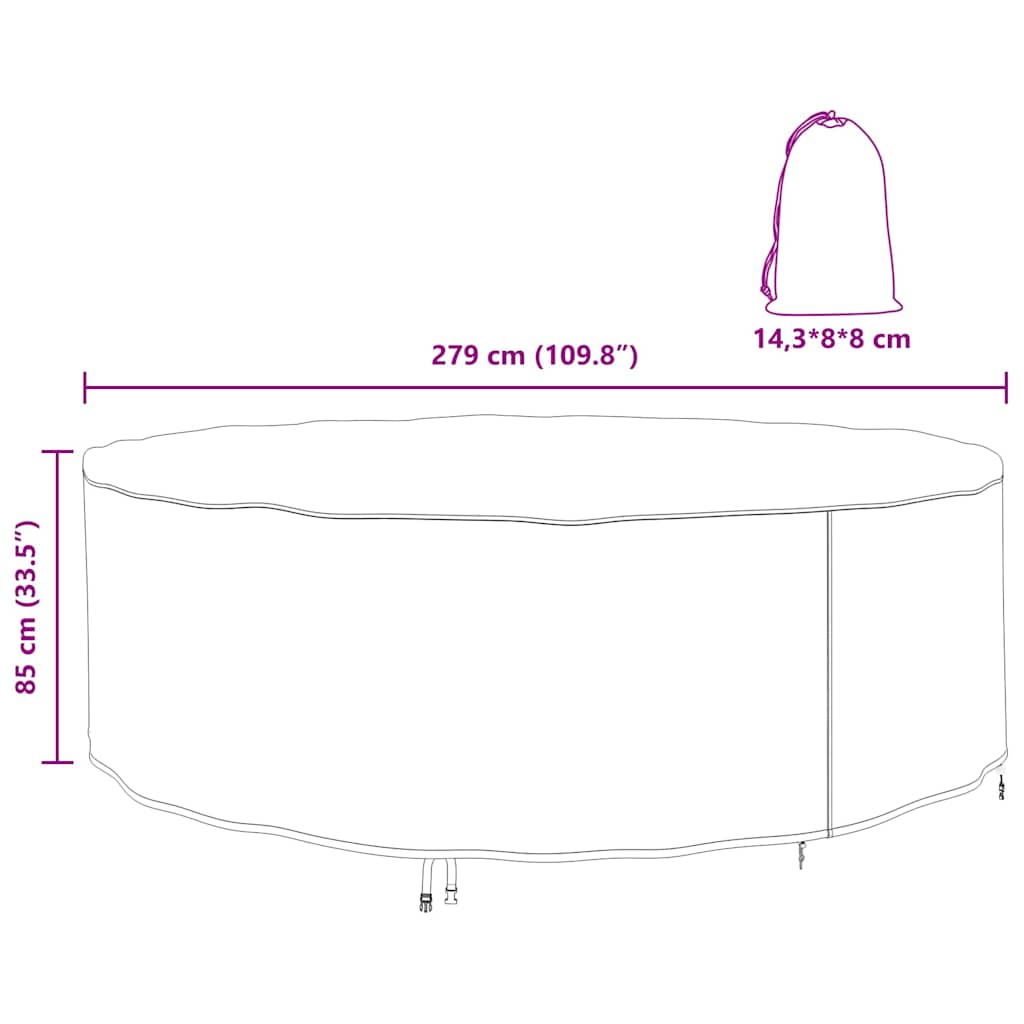 vidaXL Κάλυμμα επίπλων εξωτερικού χώρου 279 x 279 x 85 εκ. Ύφασμα 600D