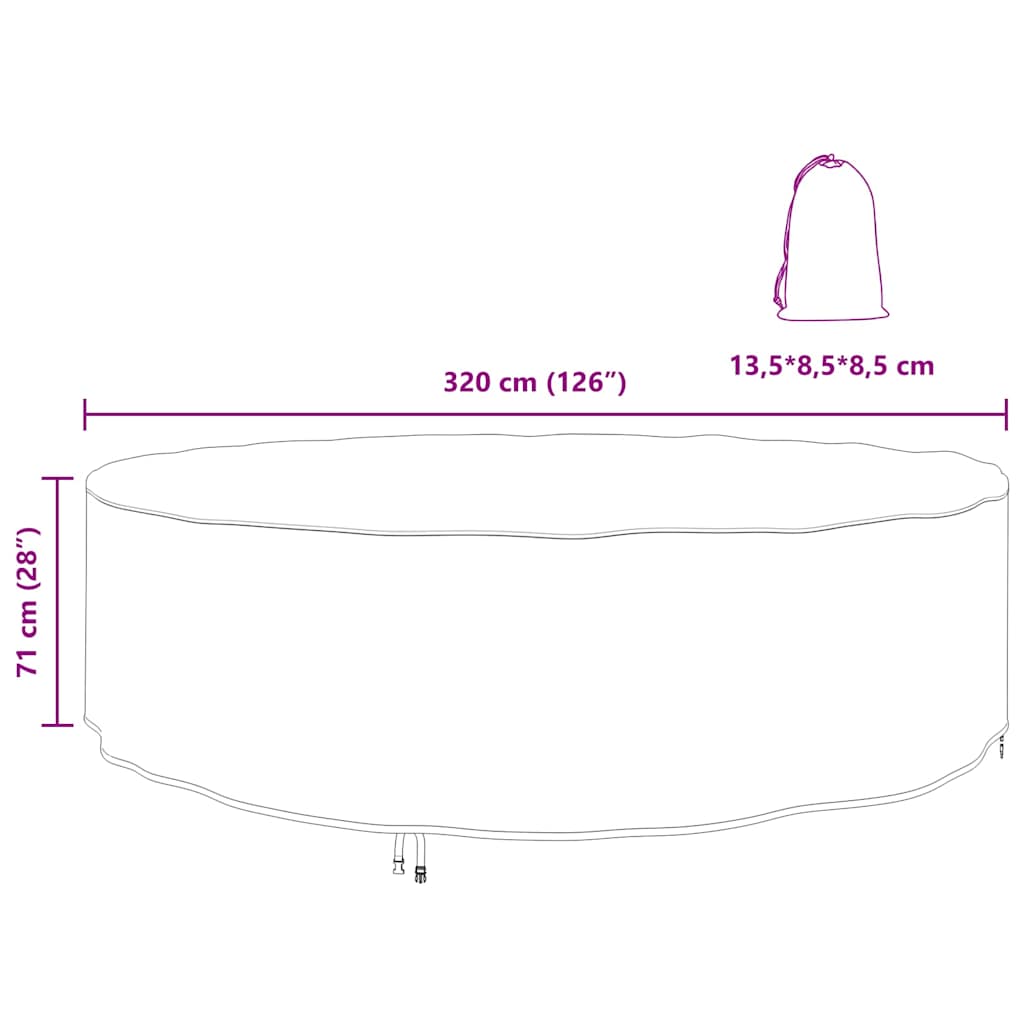 vidaXL Κάλυμμα επίπλων εξωτερικού χώρου 320 x 320 x 71 εκ. Ύφασμα 420D