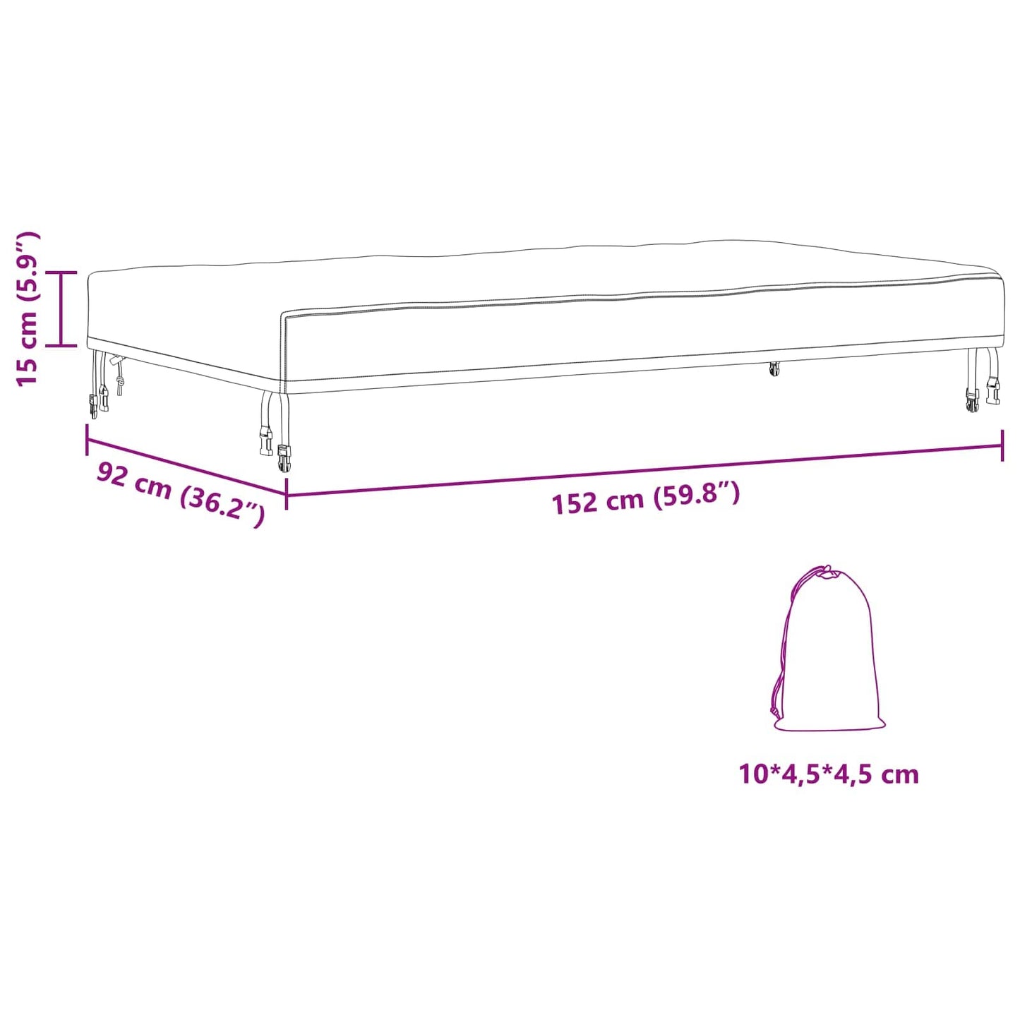vidaXL Κάλυμμα Τραπέζι 152 x 92 x 15 εκ. ύφασμα Ορθογώνιος Αδιάβροχο
