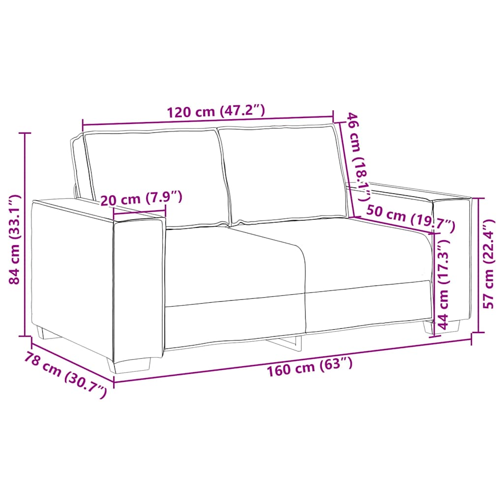 vidaXL Διθέσιος Καναπές Λευκό 160x78x84 εκ.