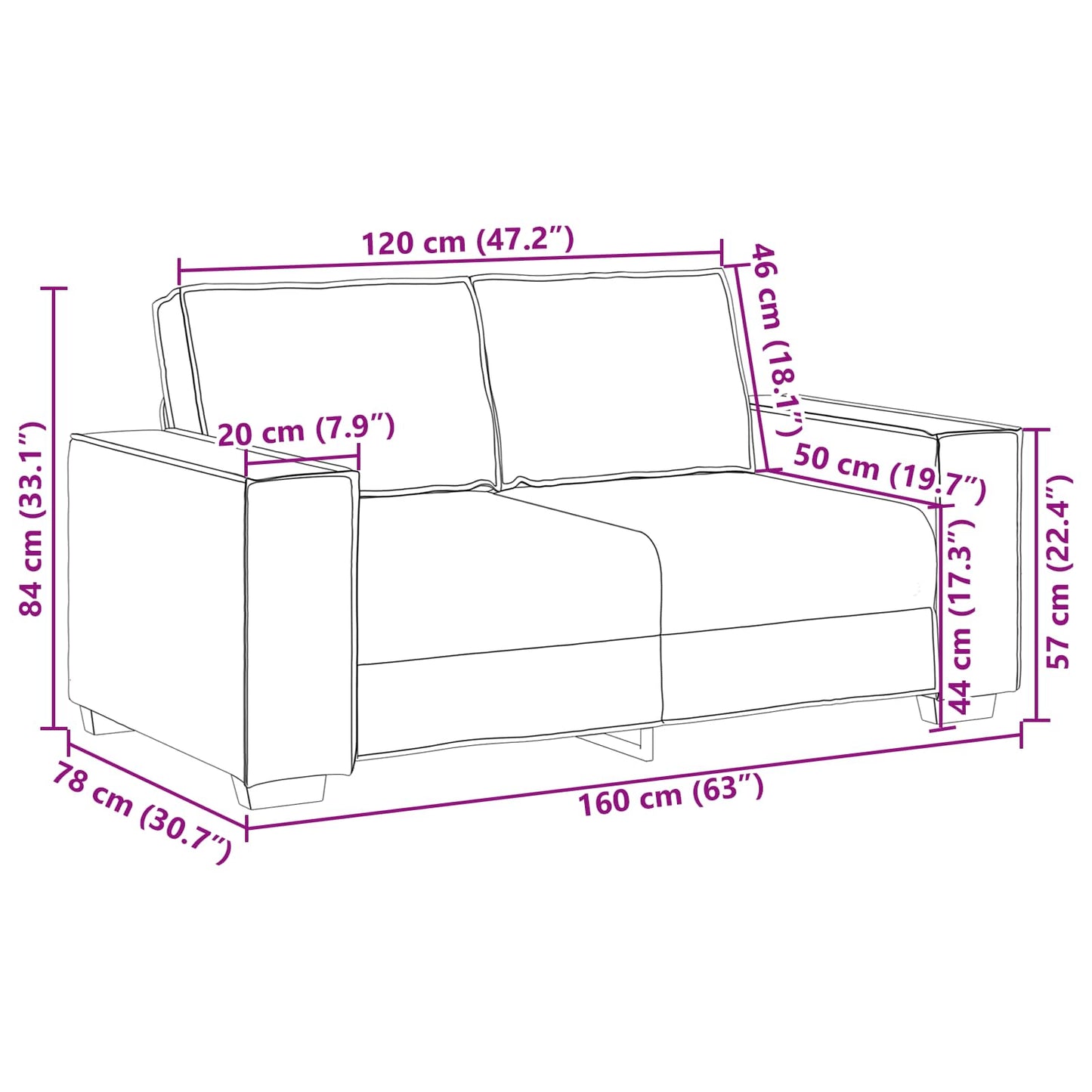 vidaXL Διθέσιος καναπές Γκρι 160 cm Τεχνητό Δέρμα