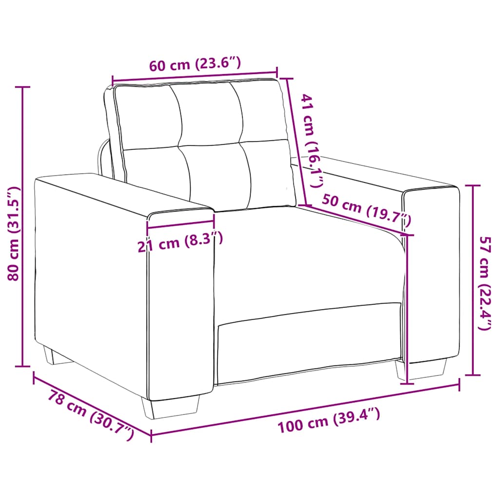 vidaXL Πολυθρόνα Ανοιχτό Γκρι Βελούδινη 100 x 78 x 80 εκ.