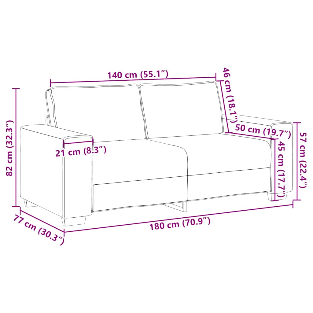 vidaXL Διθέσιος Καναπές Σκούρο Πράσινο 180x77x82 εκ. Ύφασμα