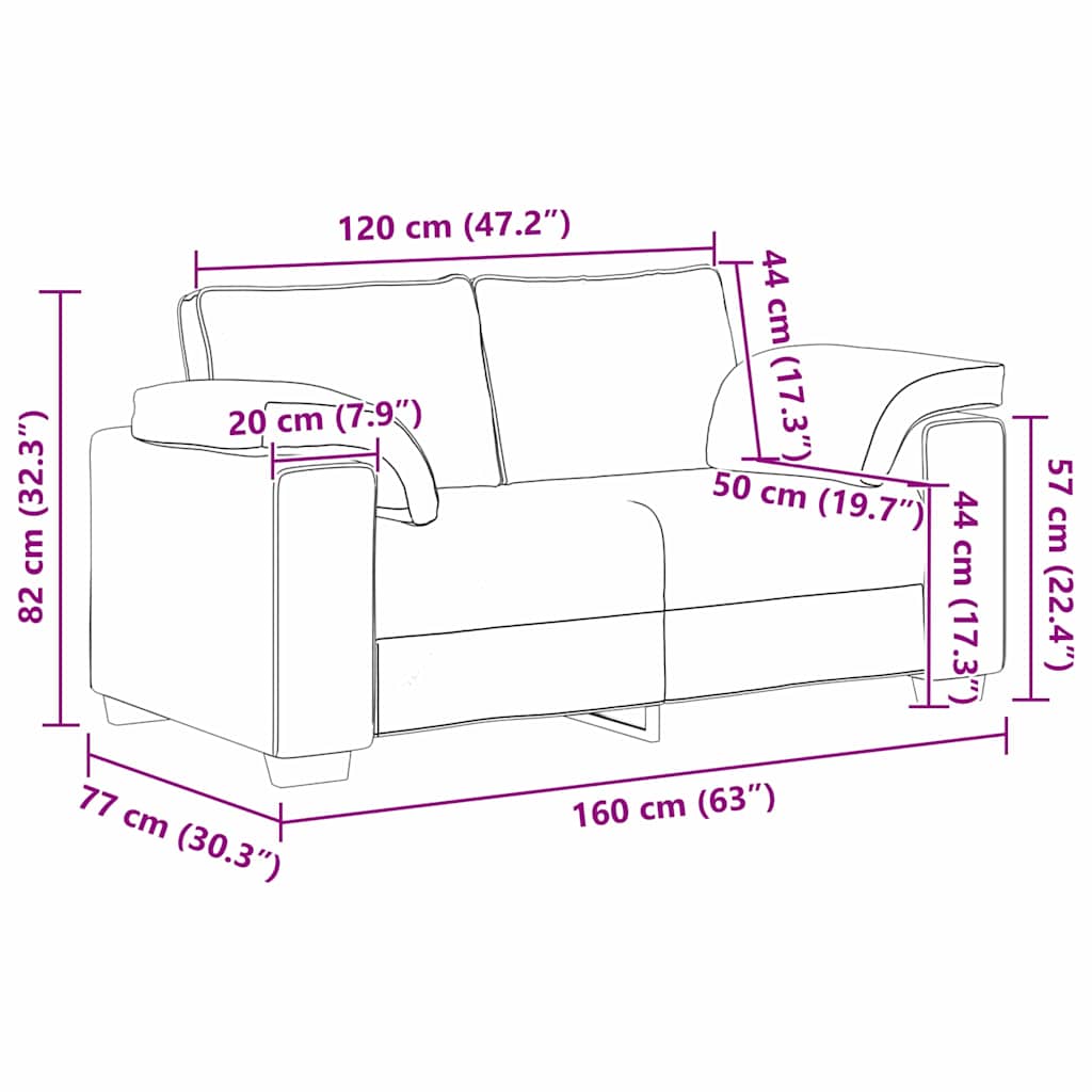 vidaXL Διθέσιος καναπές Κόκκινο 160 cm ύφασμα
