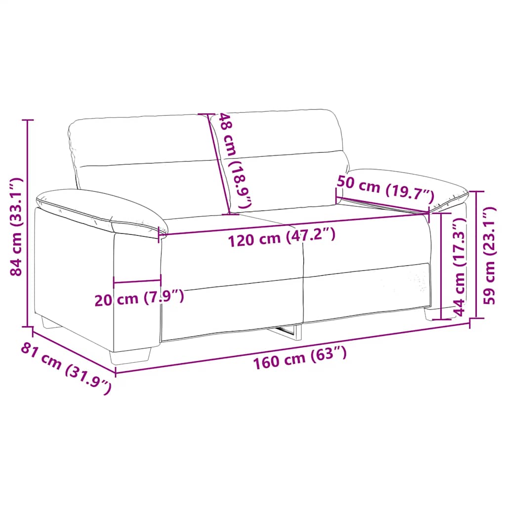 vidaXL Διθέσιος Καναπές Μαύρος 160x81x84 εκ. από Συνθετικό Δέρμα
