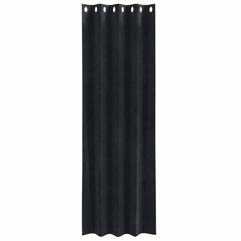Curtains Blackout vidaXL με Eyelets 2 τεμαχίων Μαύρο Βελούδο