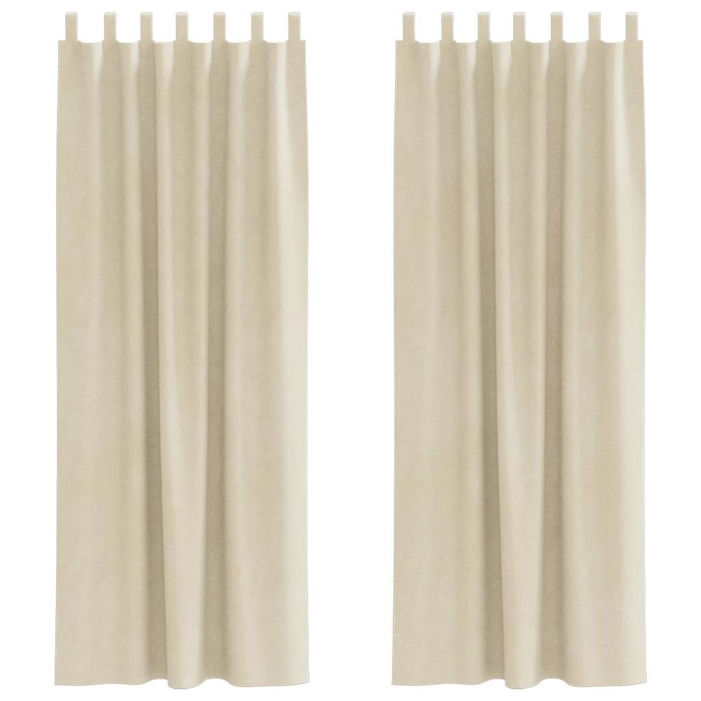 Curtains blackout vidaXL με κρεμαστούς βρόχους 2 τεμάχια Κρεμ Βελούδο
