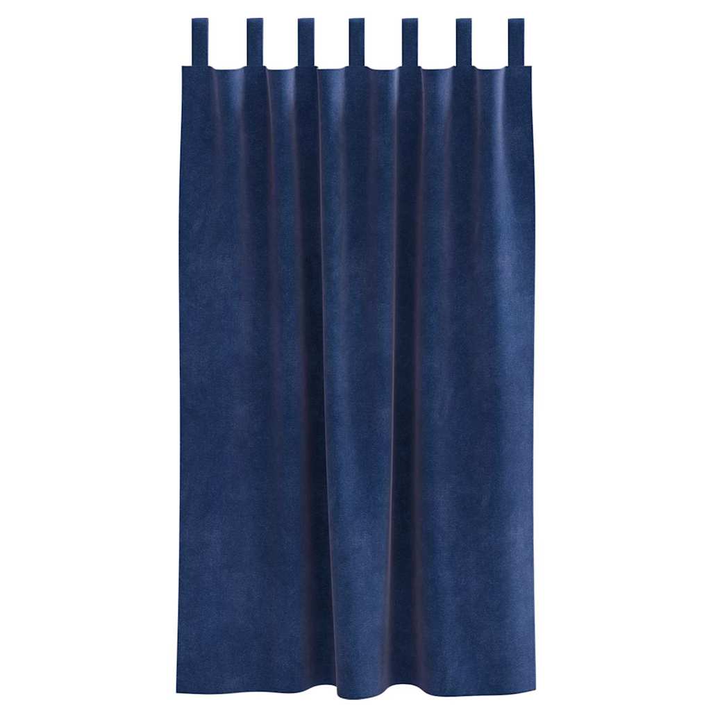 vidaXL Κουρτίνες με κουρτίνες 2 pcs Σκούρο Μπλε 140 x 175 cm Βελούδο