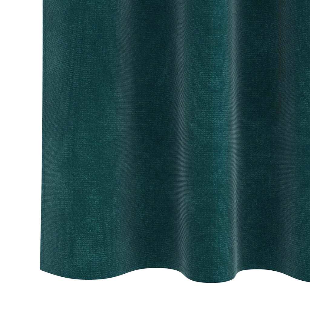 Curtains blackout vidaXL με κορδέλα 2 τεμ Σκούρο Πράσινο Βελούδο