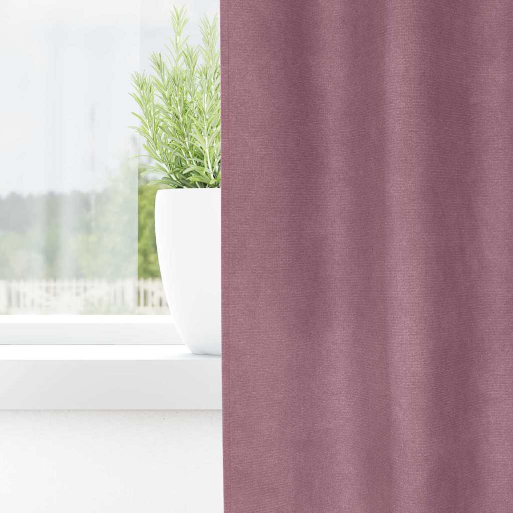 Curtains Blackout vidaXL με Ταινία κορυφής 2 τμχ Ροζ βελούδο