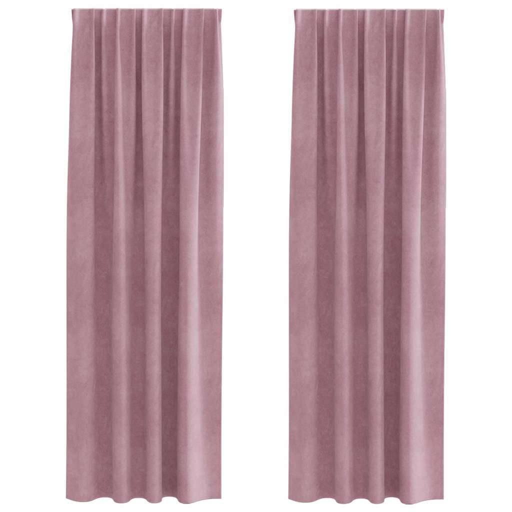 Curtains Blackout vidaXL με Ταινία κορυφής 2 τμχ Ροζ βελούδο