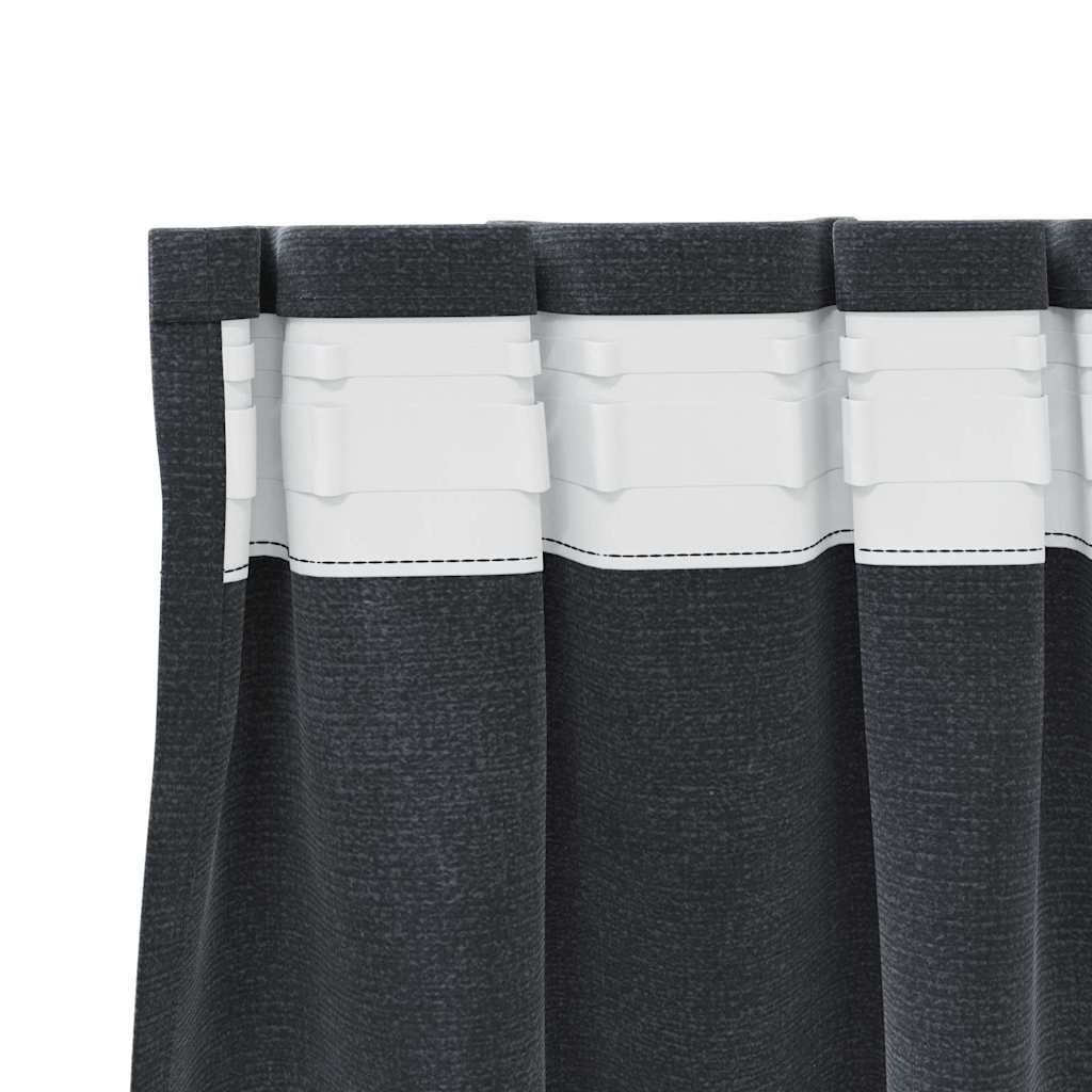 Curtains Blackout vidaXL με ταινία 2 τεμάχια Ανοιχτό Γκρι Βελούδο