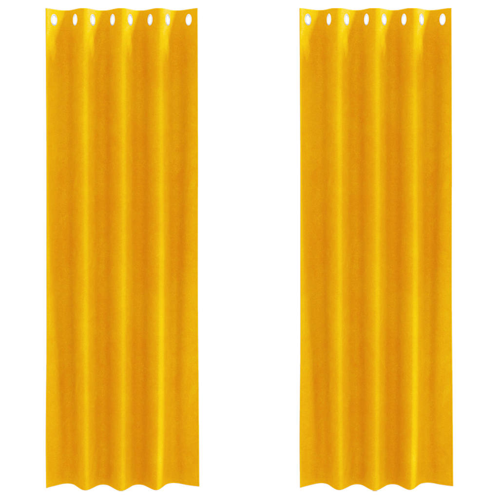 vidaXL Κουρτίνες 2 pcs Χαμομηλί κίτρινο 140 x 225 cm Βελούδο