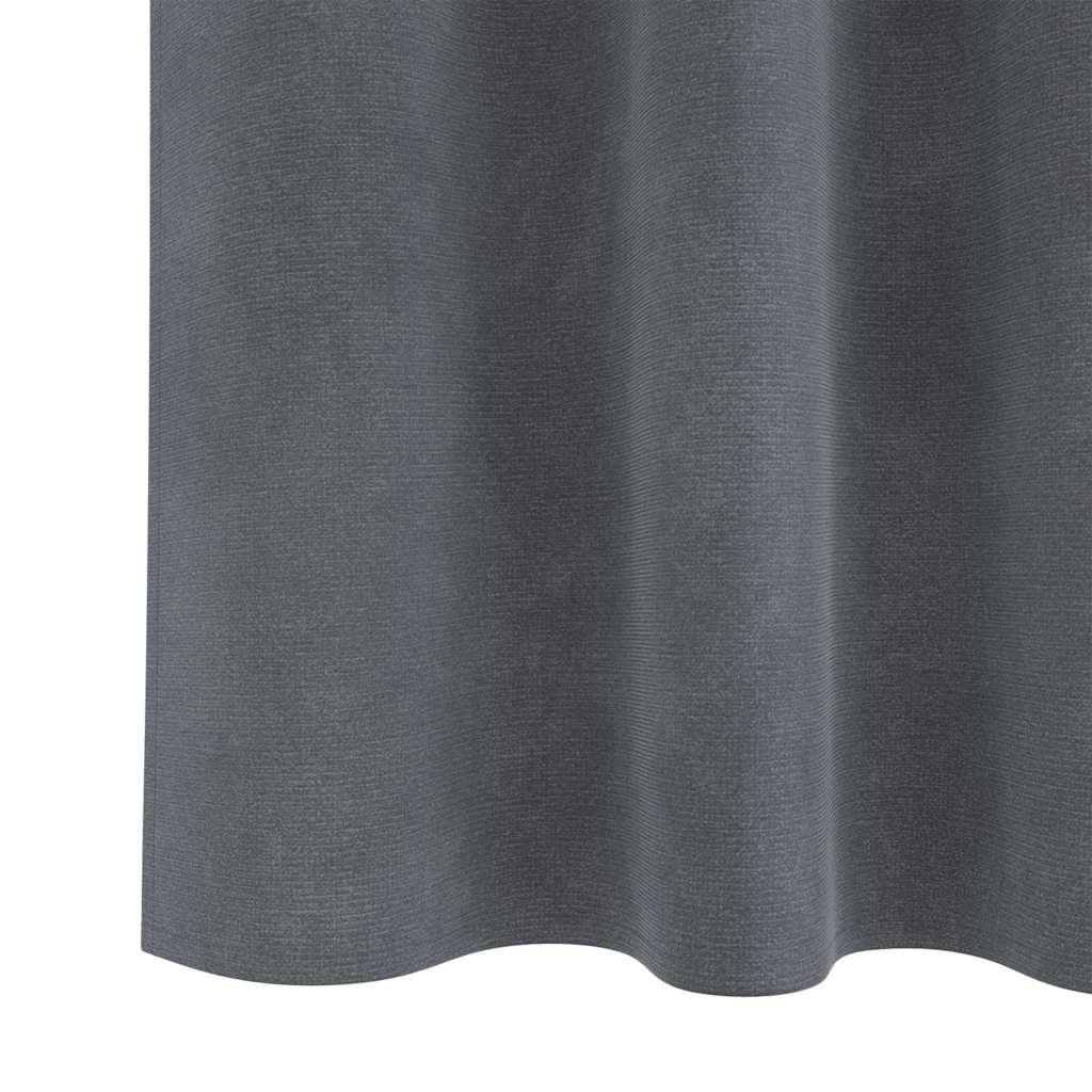 Curtains Blackout vidaXL με κορδόνι 2 τεμ Σούπερ Ανοιχτό Γκρι Βελούδο