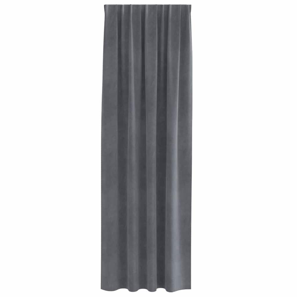 Curtains Blackout vidaXL με κορδόνι 2 τεμ Σούπερ Ανοιχτό Γκρι Βελούδο