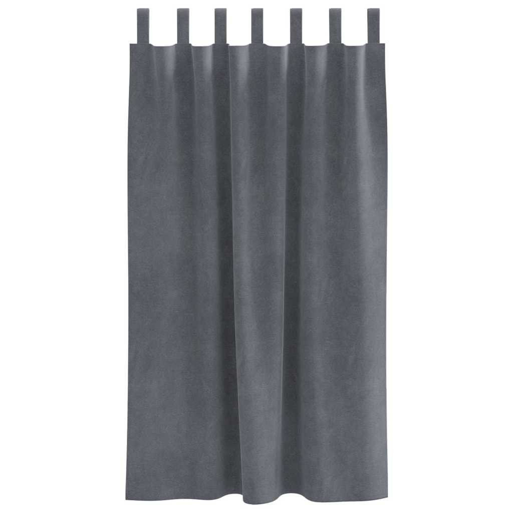 Curtains blackout vidaXL με βρόχους κρεμάσματος 2 τεμάχια Σούπερ ανοιχτό γκρι βελούδο