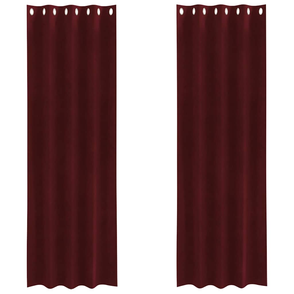Curtains Ένα οργανικό προϊόν με γαντζάκια 2 τμχ Μπορντό Βελούδο