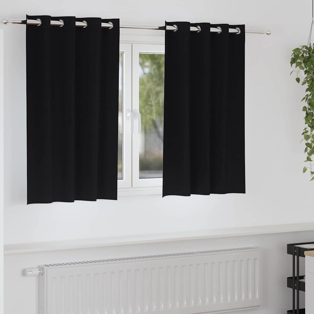 vidaXL Κουρτίνες με κουρτίνες 2 pcs Μαύρο 140 x 140 cm Πολυεστέρας