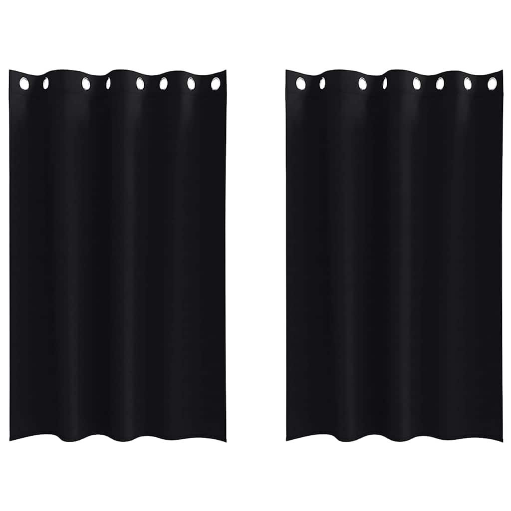 vidaXL Κουρτίνες με κουρτίνες 2 pcs Μαύρο 175 x 140 εκ. Πολυεστέρας