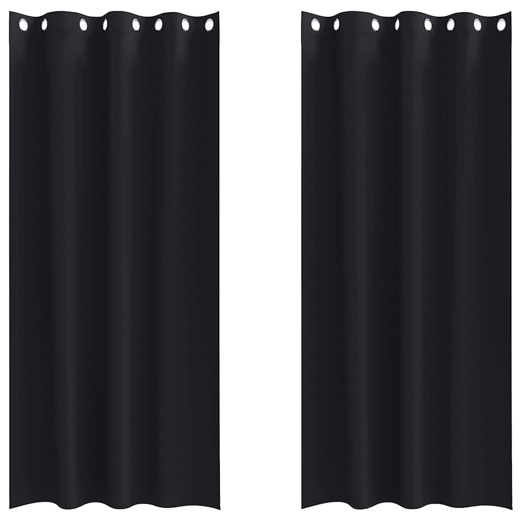 vidaXL Κουρτίνες με κουρτίνες 2 pcs Μαύρο 245 x 140 εκ. Πολυεστέρας