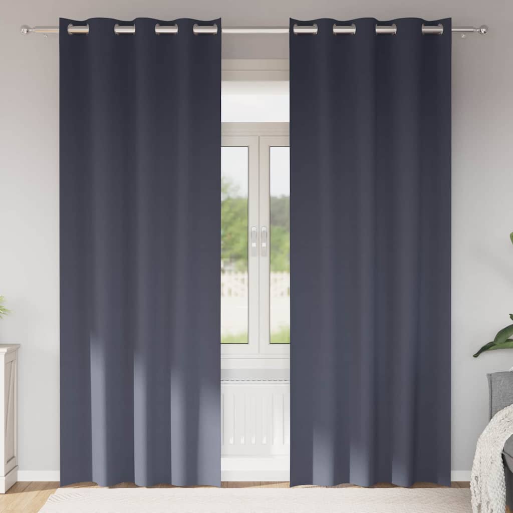 vidaXL Κουρτίνες με κουρτίνες 2 pcs Ανθρακί 225 x 140 εκ. Πολυεστέρας