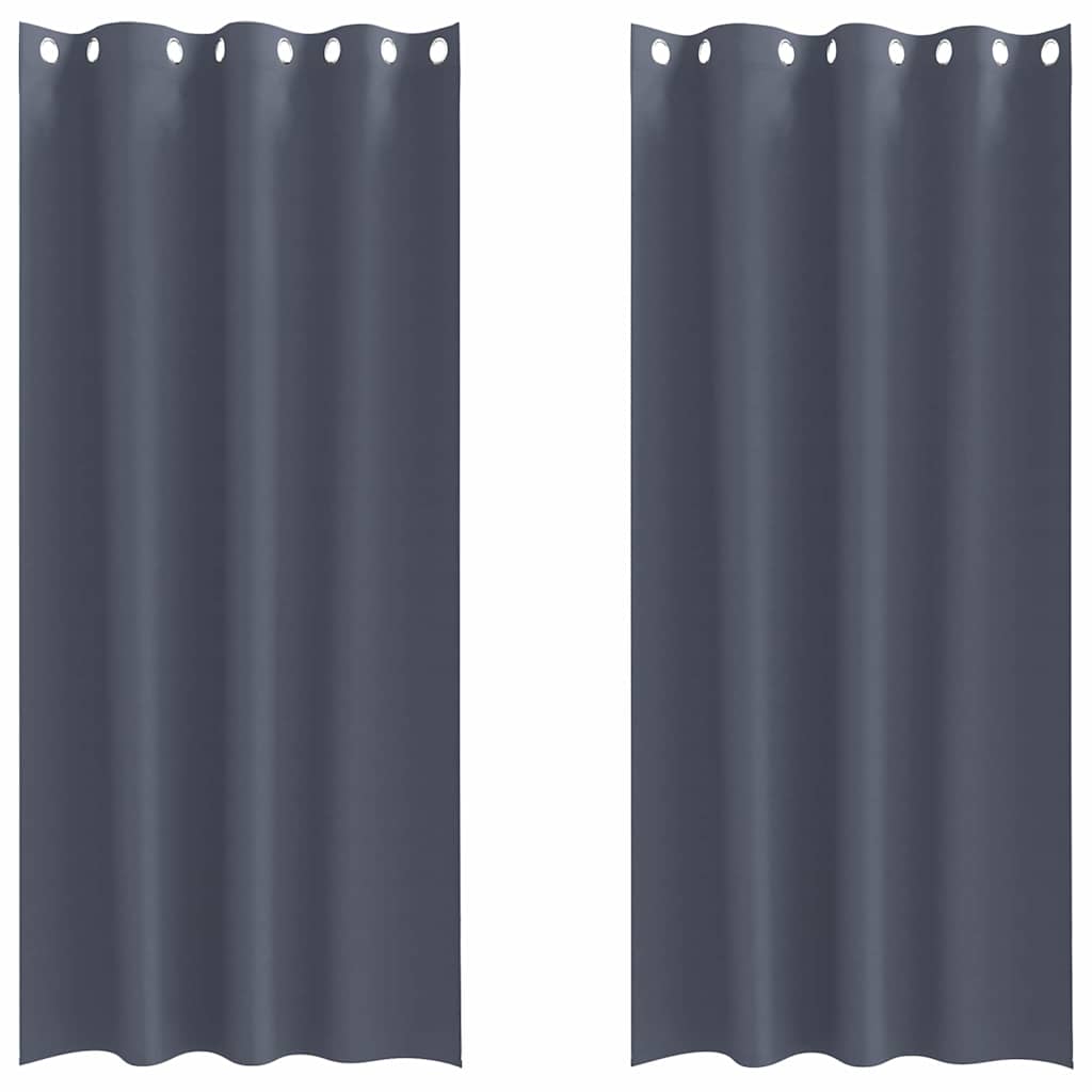 vidaXL Κουρτίνες με κουρτίνες 2 pcs Ανθρακί 225 x 140 εκ. Πολυεστέρας