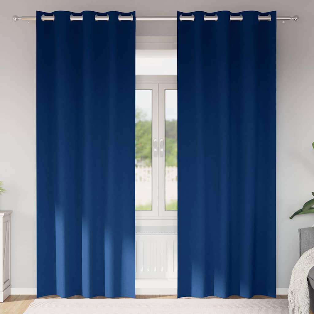 vidaXL Κουρτίνες 2 pcs Σκούρο Μπλε 260 x 140 εκ. Πολυεστέρας