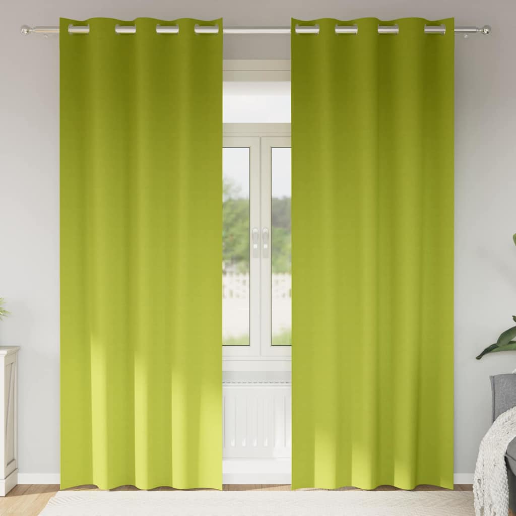 vidaXL Κουρτίνες με κουρτίνες 2 pcs Λαχανί 225 x 140 εκ. Πολυεστέρας