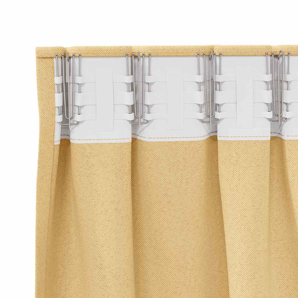 vidaXL Κουρτίνες με κουρτίνες 2 pcs Μπεζ Πολυεστέρας