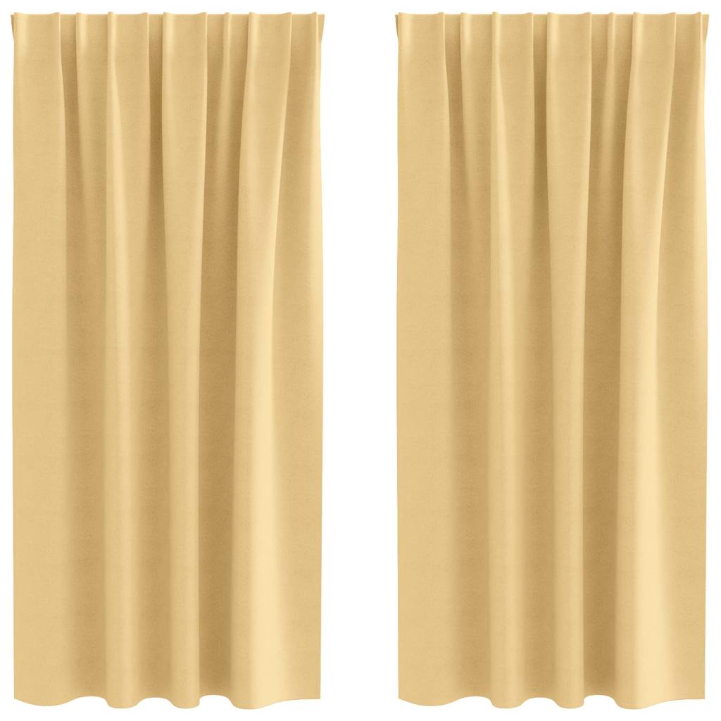 vidaXL Κουρτίνες με κουρτίνες 2 pcs Μπεζ Πολυεστέρας