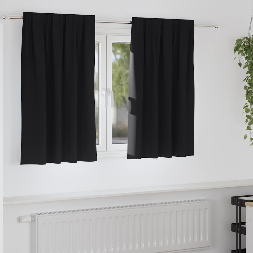 vidaXL Κουρτίνες με κουρτίνες 2 pcs Μαύρο Πολυεστέρας