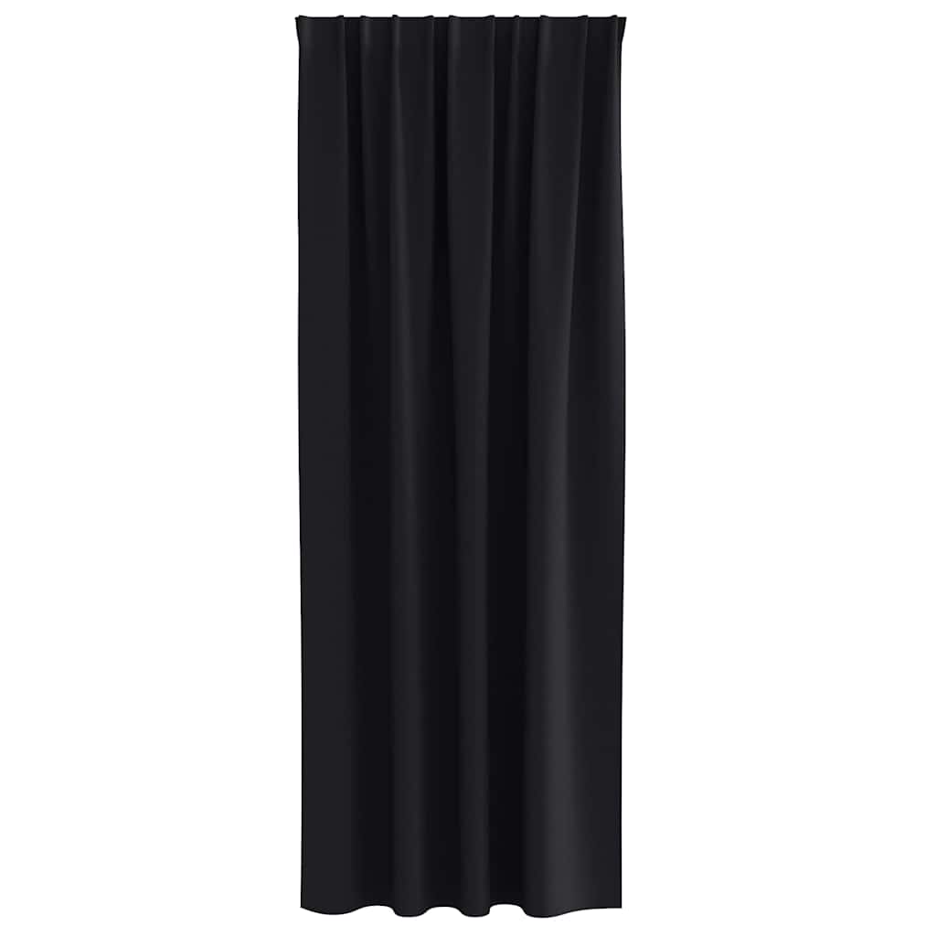 vidaXL Κουρτίνες με κουρτίνες 2 pcs Μαύρο 245 x 140 εκ. Πολυεστέρας